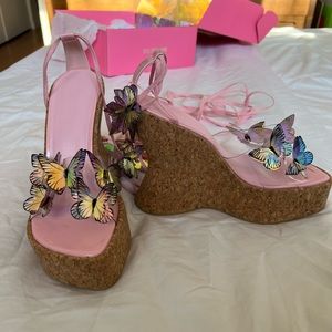 Sugar thrillz for Dollskill butterfly lace up wedges/heels